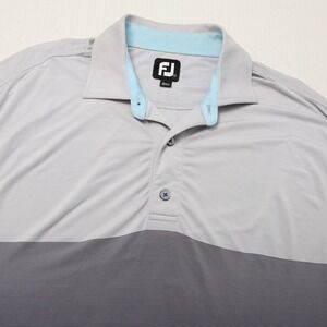 FootJoy Polo Shirt Mens Large Gray Blue Colorblock Golf Rhodes Ranch Club Vegas
